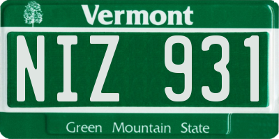 VT license plate NIZ931