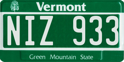 VT license plate NIZ933