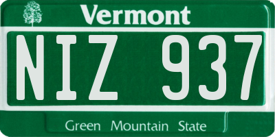 VT license plate NIZ937