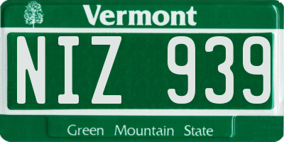 VT license plate NIZ939