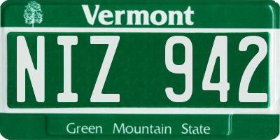VT license plate NIZ942