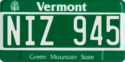 VT license plate NIZ945