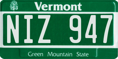 VT license plate NIZ947