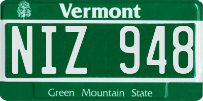 VT license plate NIZ948