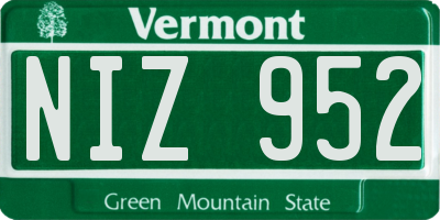 VT license plate NIZ952