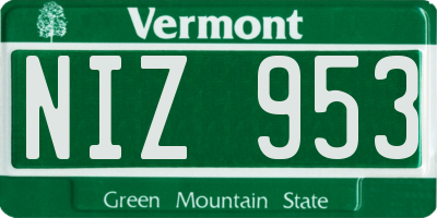 VT license plate NIZ953