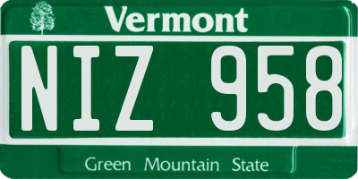 VT license plate NIZ958