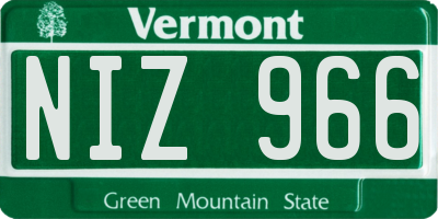 VT license plate NIZ966