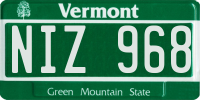 VT license plate NIZ968