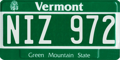 VT license plate NIZ972