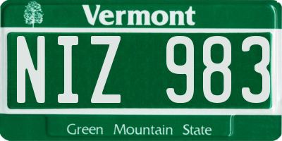VT license plate NIZ983