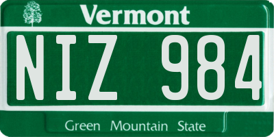 VT license plate NIZ984