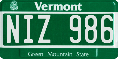 VT license plate NIZ986
