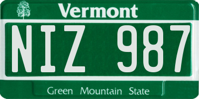 VT license plate NIZ987