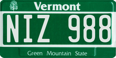 VT license plate NIZ988