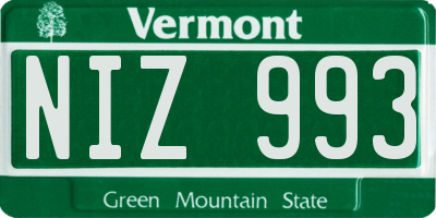 VT license plate NIZ993