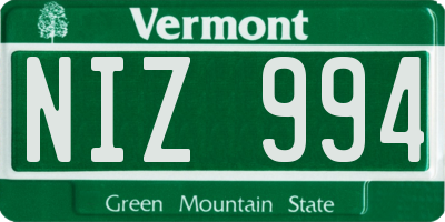 VT license plate NIZ994