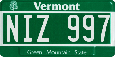 VT license plate NIZ997