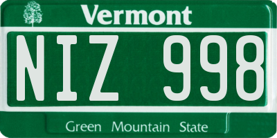 VT license plate NIZ998