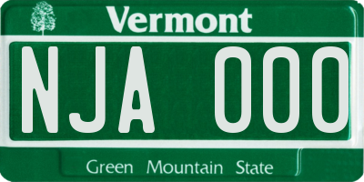 VT license plate NJA000