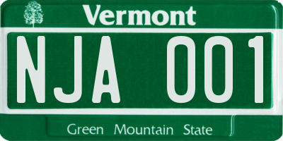 VT license plate NJA001