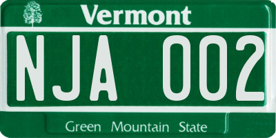 VT license plate NJA002