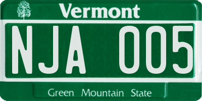 VT license plate NJA005