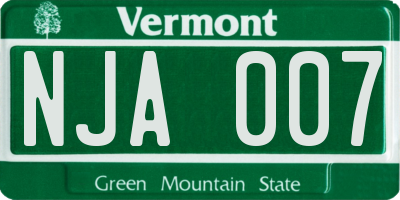VT license plate NJA007