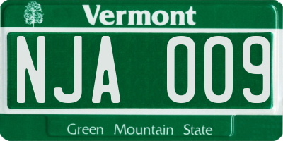 VT license plate NJA009