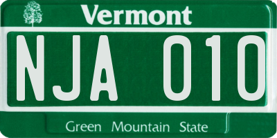 VT license plate NJA010