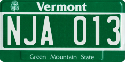 VT license plate NJA013