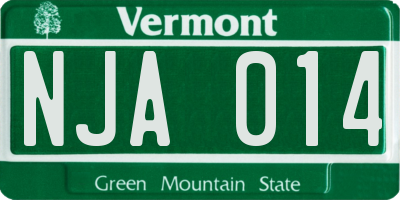 VT license plate NJA014