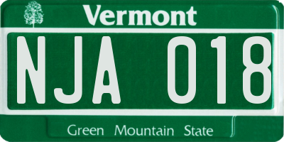 VT license plate NJA018