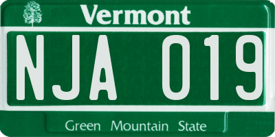 VT license plate NJA019