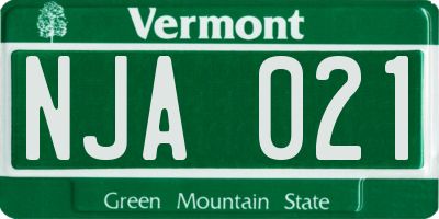 VT license plate NJA021