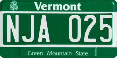 VT license plate NJA025