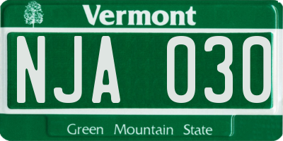 VT license plate NJA030