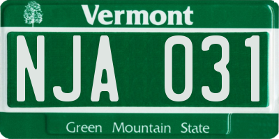 VT license plate NJA031