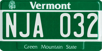 VT license plate NJA032