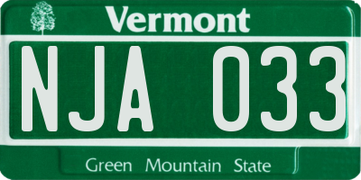 VT license plate NJA033