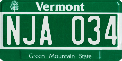 VT license plate NJA034