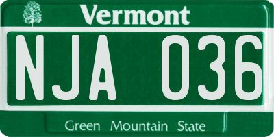 VT license plate NJA036