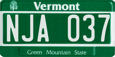 VT license plate NJA037