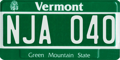 VT license plate NJA040