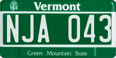 VT license plate NJA043