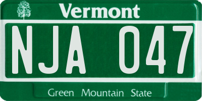VT license plate NJA047