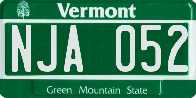 VT license plate NJA052