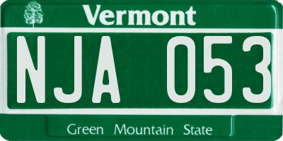 VT license plate NJA053