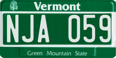 VT license plate NJA059