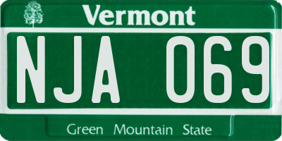 VT license plate NJA069